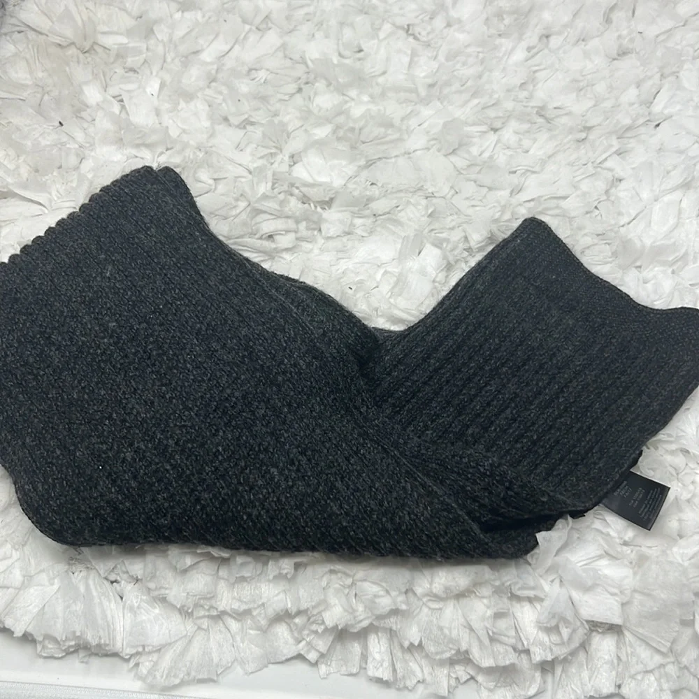 John Varvatos USA Charcoal Rib Knit Scarf Wool Blend Winter Unisex 74